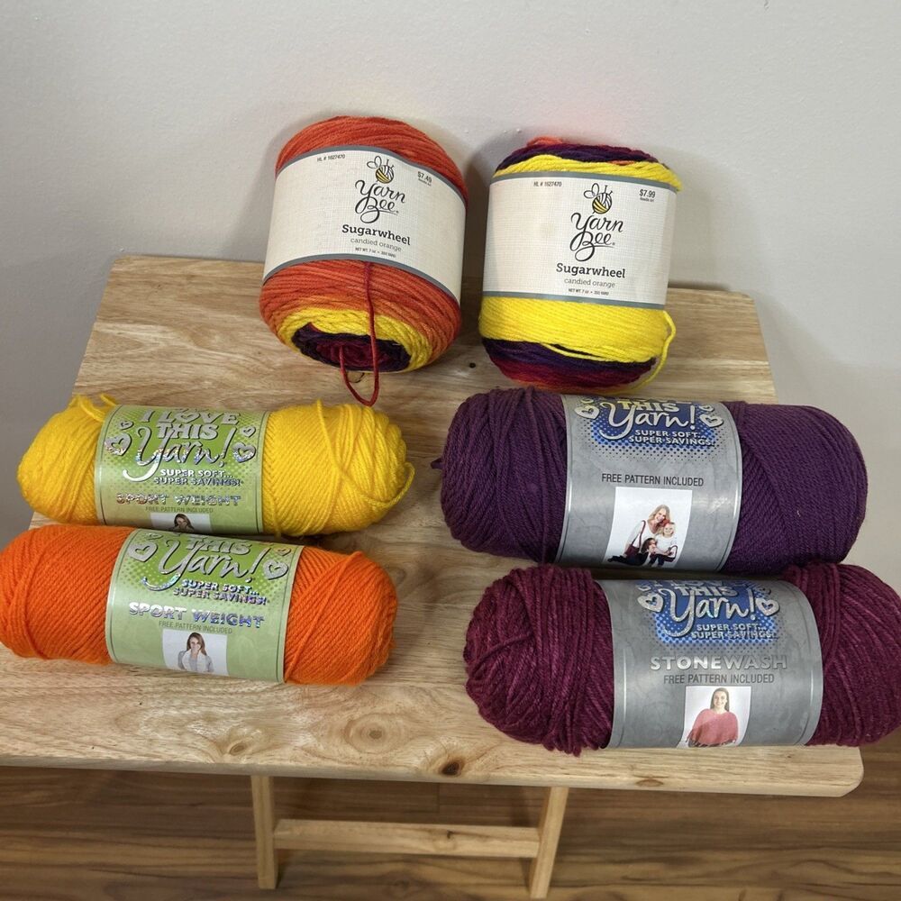 Yarn Lot Bundle Sugarwheel Yarn Bee Super Soft Skeins Crochet Knit Colorful